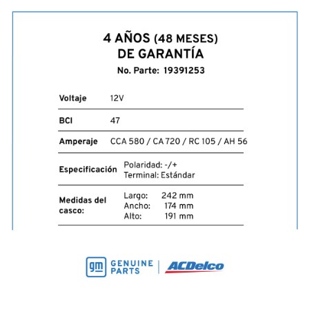 Ficha técnica y garantía